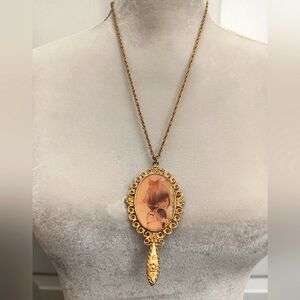 Vintage Kitten Girl Gold Pendant Necklace